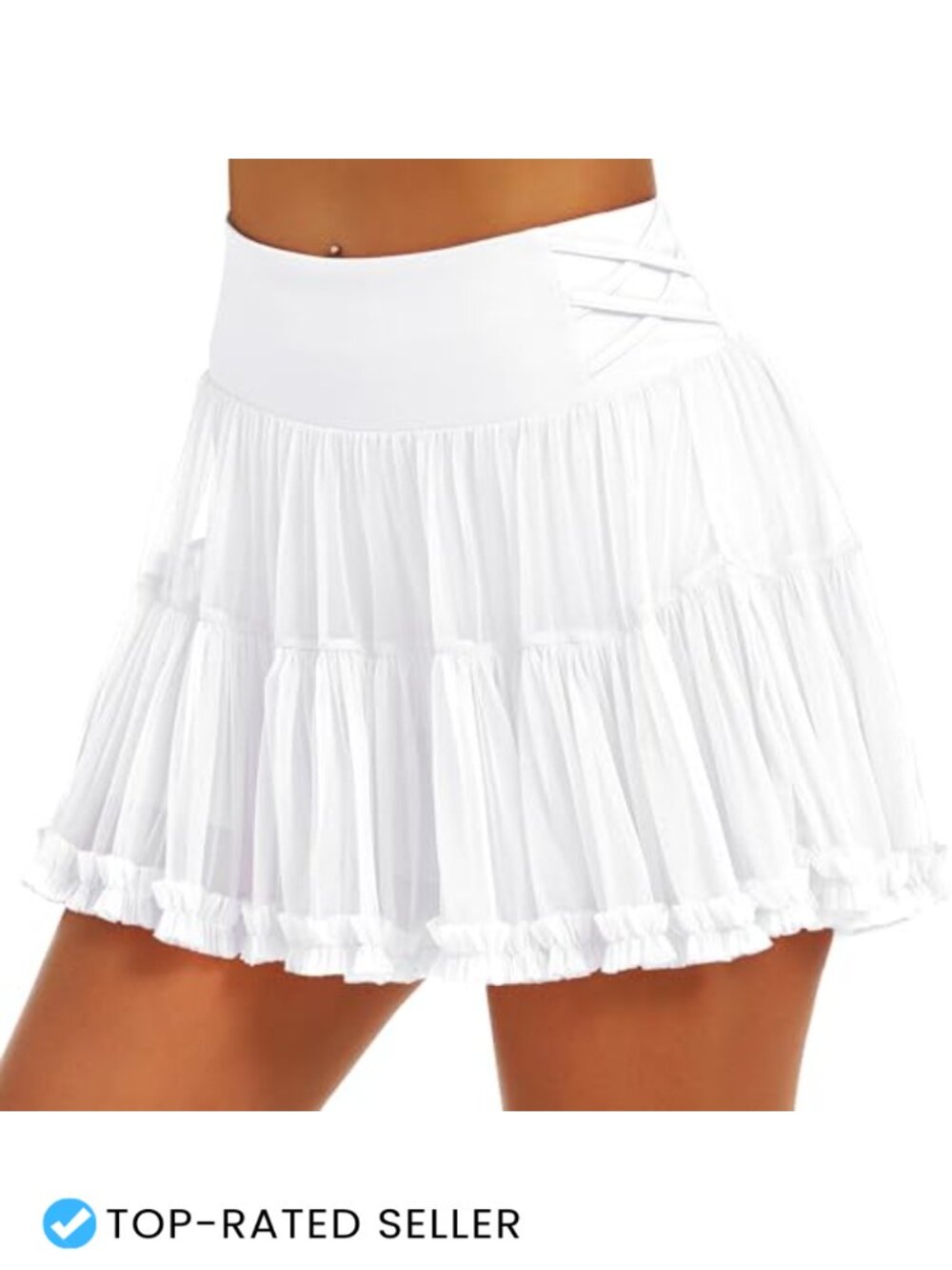 Women's High Waist Athletic Skort with Pockets Ruffle Layered Mini